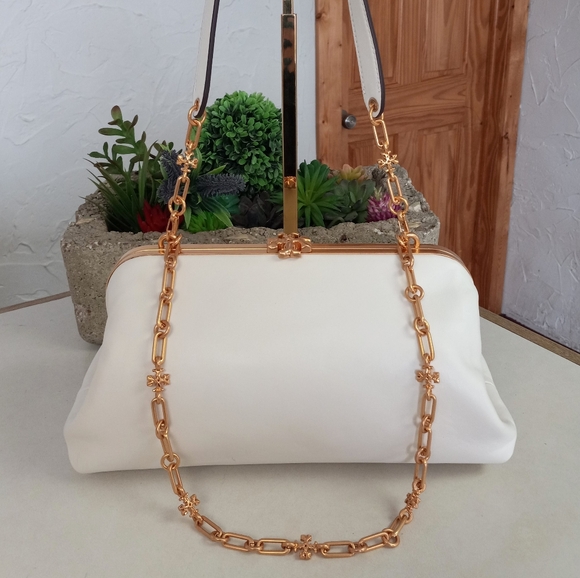 Tory Burch Cleo Shoulder Bag in New Ivory, Large size Frame bag. - Picture 9 of 16